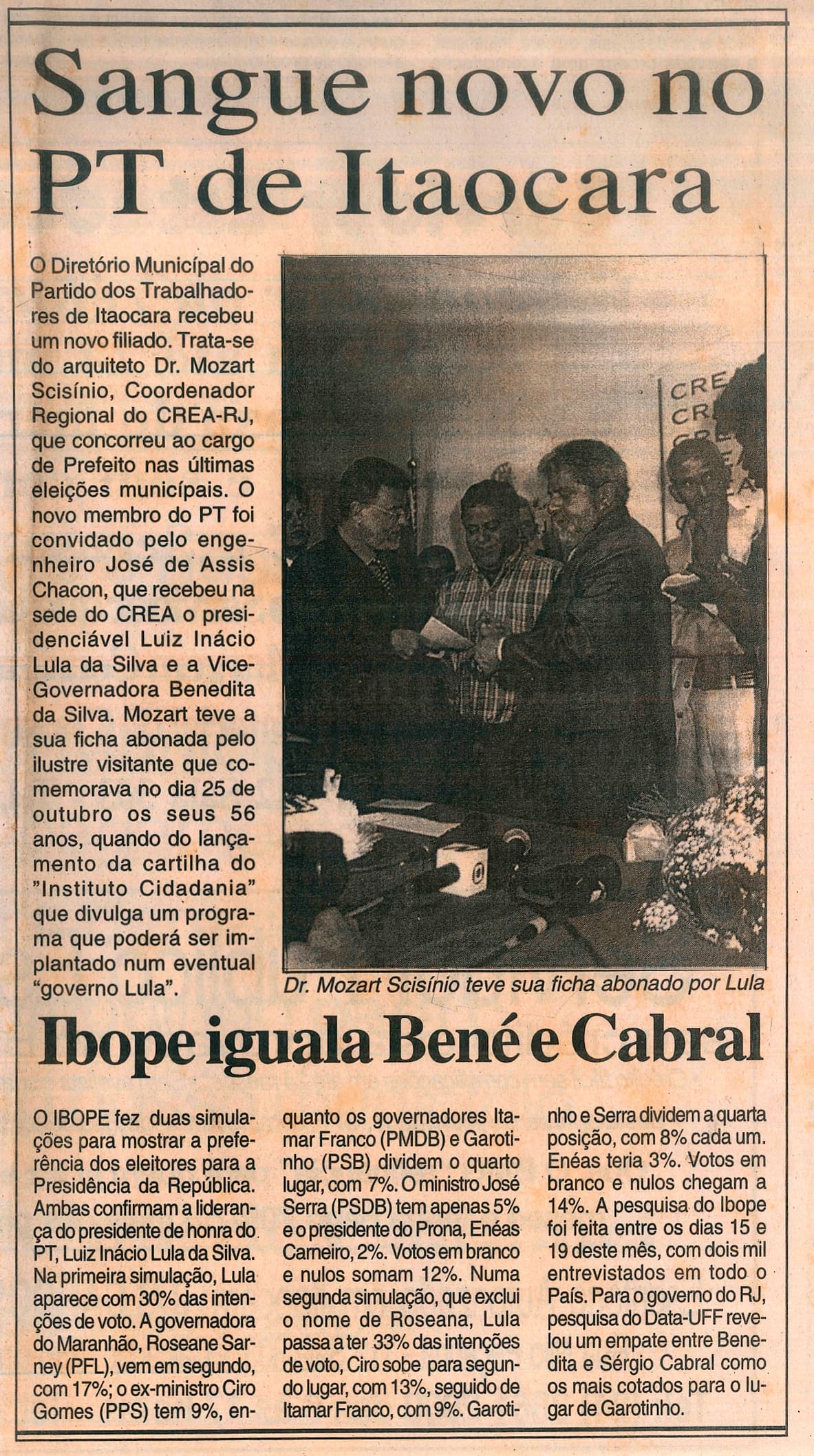 sangue novo no pt de itaocara